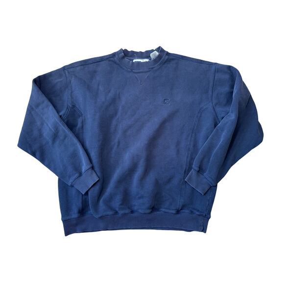Vintage FILA Sweatshirt, Navy Blue, 80's/90's, Size LG Crew Neck; - Picture 1 of 10